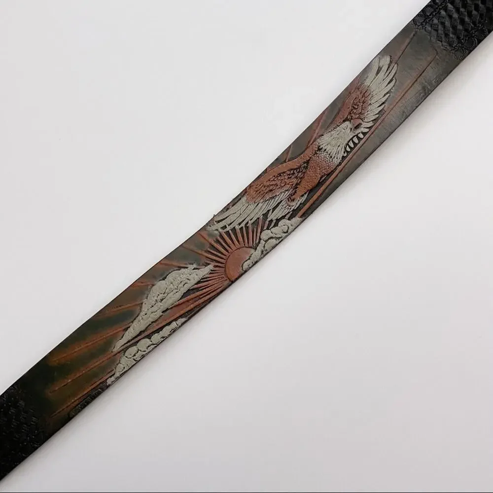 Bald Eagle Sun Genuine Leather Tooled Belt Small